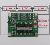 Контроллер заряда разряда PCM BMS 3S max 25А 11,1В для 3 Li-Ion аккумуляторов с балансиром