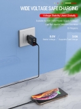 Адаптер питания - зарядное устройство AC 100-240В - 3 порта USB, 2 USB 5В 2А и порт USB QC3.0 5В 3А - 9В 2А - 12В 1.6А, с вольтметром и амперметром (для зарядки планшетов и смартфонов)