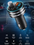 Автомобильный Bluetooth 5.0 FM-передатчик с MP3-проигрывателем и двойным зарядным устройством USB Quick Charge QC3.0, 5В 3А, 9В 2А, 12В 1.5А, TOPK