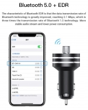 Автомобильный Bluetooth 5.0 FM-передатчик с MP3-проигрывателем и двойным зарядным устройством USB Quick Charge QC3.0, 5В 3А, 9В 2А, 12В 1.5А, TOPK