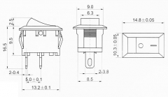 Микровыключатель KCD11 SPST 2PIN ON / OFF G125 3А 250VAC 6A 125VAC 10x15мм белый