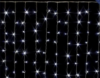 Новогодняя гирлянда светодиодная занавес 1,5х1,5м, LED-160 (90 светодиодов 5мм прозрачный белый цвет 8 режимов), длина 1.5 метров, 9 хвостиков по 10 светодиодов, прозрачный провод, 220В