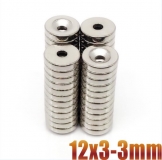 Неодимовый магнит (кольцо) NdFeB D12 x h3 мм отверстие 3мм