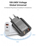 Адаптер питания - зарядное устройство AC 100-240В - DC 20 Вт USB QC3.0 + PD 5В 3А, 9В 2.23А, 12В 1.67А (для зарядки планшетов и смартфонов)