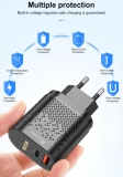 Адаптер питания - зарядное устройство AC 100-240В - DC 20 Вт USB QC3.0 + PD 5В 3А, 9В 2.23А, 12В 1.67А (для зарядки планшетов и смартфонов)