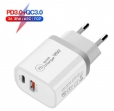 Адаптер питания - зарядное устройство AC 100-240В - DC 18 Вт USB QC3.0 + PD 5В 3А, 9В 2А, 12В 1.5А (для зарядки планшетов и смартфонов)
