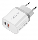 Адаптер питания - зарядное устройство AC 100-240В - DC 18 Вт USB QC3.0 + PD 5В 3А, 9В 2А, 12В 1.5А (для зарядки планшетов и смартфонов)