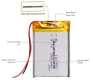 Литий-полимерный аккумулятор 3,7В  103450 2000mah 50*34*10мм