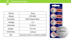 Батарейки CR1620 (Lithium Battery) 3В SONY