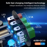 Адаптер питания - зарядное устройство AC 100-240В - 4 порта USB, 3 USB 5В 2А и порт USB QC3.0 5В 3А - 9В 2А - 12В 1.5А USLION (для зарядки планшетов и смартфонов)