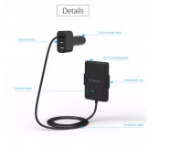 5-ти портовый автомобильный интеллектуальный USB-адаптер от прикуривателя 50Вт, 5В 9.6А, QC3.0 9В - 12В
