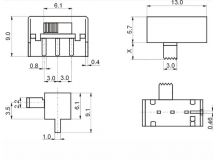 Микровыключатель SK12F14G4  13*5.7*6.1мм, SK-12F14G4