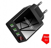 Адаптер питания - зарядное устройство AC 100-240В - DC 5В 3А три порта USB с вольтметром