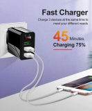 Адаптер питания - зарядное устройство AC 100-240В - DC 5В 3А три порта USB с вольтметром