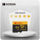 Карта памяти KODAK MicroSDHC 128Гб, Class 10 UHS-1 U3 V30 A1 memory card + SD адаптер, скорость 100Мб/с, влагозащищенная