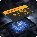Карта памяти KODAK MicroSDHC 128Гб, Class 10 UHS-1 U3 V30 A1 memory card + SD адаптер, скорость 100Мб/с, влагозащищенная