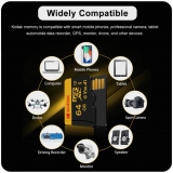 Карта памяти KODAK MicroSDHC 128Гб, Class 10 UHS-1 U3 V30 A1 memory card + SD адаптер, скорость 100Мб/с, влагозащищенная