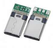 Разъем USB Type C 3.1 c платой для пайки, 4 контакта (папа)