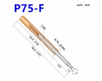 Пружинный контакт-зонд P75-F, (16.55мм, диаметр 1.02мм/0.74мм/0.35мм, давление пружины 100г)
