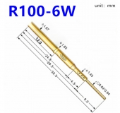 Гнездо (гильза) для пружинного контакт-зонда R100-6W, (38.3мм, диаметр хвостовика 1.67мм, до бортика 12.5мм)