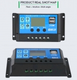 Солнечный контроллер заряда аккумуляторной батареи PWM-30A с ШИМ и USB-выходом (12В / 24В 30А)