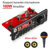 Встраиваемый микро медиацентр Bluetooth 5.0, FM радио, MP3, WMA, FLAC, SD card USB, громкая связь, караоке, пульт ДУ, встроенный усилитель 2*80Вт (160Вт)