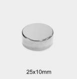 Неодимовый магнит (диск) NdFeB D25 x h10 мм N35