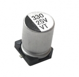 Конденсатор 330мкФ 25В 330UF типоразмер G (SMD, 10*10.5мм) или F (SMD, 8*10.5мм)