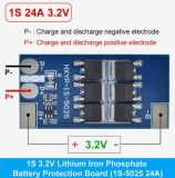 Контроллер заряда разряда 3.2V LiFePo4 BMS 24A, ограничение заряда 3.75В, разряда 2.1В, 50*25*3.5мм