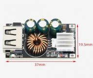 DC-DC фиксированный преобразователь QC-MINI, вход 5-32В, выход 5-9-12В, протоколы QC2.0, QC3.0, MTK PE1.1/2,0, Apple, Samsung AFC, Huawei FCP, ток 0-3.4А, 24W, 1 USB порт
