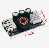 DC-DC фиксированный преобразователь QC-MINI, вход 5-32В, выход 5-9-12В, протоколы QC2.0, QC3.0, MTK PE1.1/2,0, Apple, Samsung AFC, Huawei FCP, ток 0-3.4А, 24W, 1 USB порт