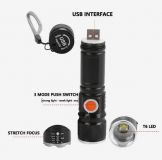 Фонарик светодиодный BL-515 T6 LED 2500 lm с изменяемым фокусом, перезаряжаемый от USB