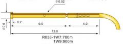 Гнездо (гильза) R038-1w7 для пружинного контакт-зонда P038-J, (13мм, сечение входа 0.6мм, длина контакта 9мм, диаметр 0,52мм)