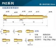 Пружинный контакт-зонд проходной PH-2A, (длина 27мм, контакт 1.5мм, диаметр 1.5мм, давление пружины 150г)