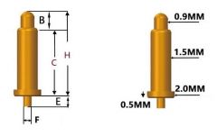 Пружинный контакт Pogo Pin Connector GA20-10525-0818 PGTH1000 1A (длина 10.5мм / 12.3мм, диаметр контакта 0.9мм)