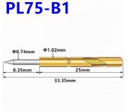 Пружинный контакт-зонд PL75-B1, (33.35мм, диаметр 1.02мм, давление пружины 120г)