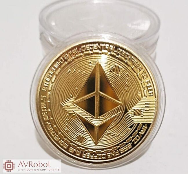 Монета сувенирная ETHEREUM (Альткоин ЭФИР) в коробочке, диаметр 40мм ...