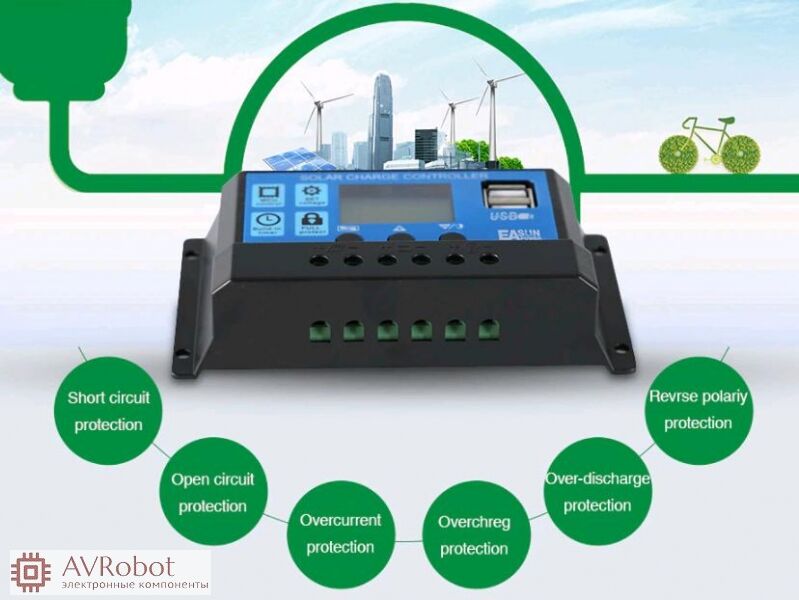 PWM контроллер заряда АКБ от солнечных батарей W88-C RBL-LI-30A