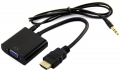 Конвертер сигнала HDMI в VGA, поддержка Full HD 1080P + audio стерео