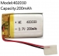Литий-полимерный аккумулятор 3,7В  042030 402030 200mAh (устройства: Bluetooth, MP3, MP4  )