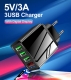 Адаптер питания - зарядное устройство AC 100-240В - DC 5В 3А три порта USB с вольтметром