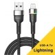 Кабель USB Lightning 8pin - USB 1м, максимальный ток 2.4А, защите от изломов, ESSAGER, для Apple iPhone Ipad